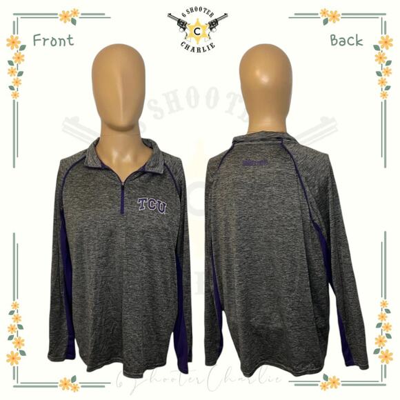 Colosseum Athletics Other - TCU Horned Frogs Sweater Mens Large Gray 1/4 Zip Pullover Shirt Football NCAA